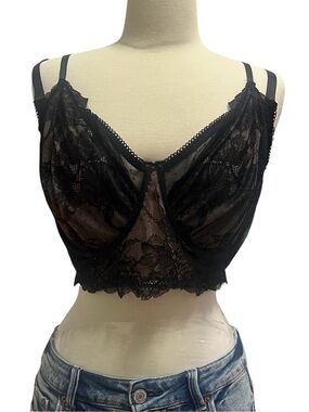 NWT - TORRID -PLUS SIZE - SEXY Black Lace Longline Bralette